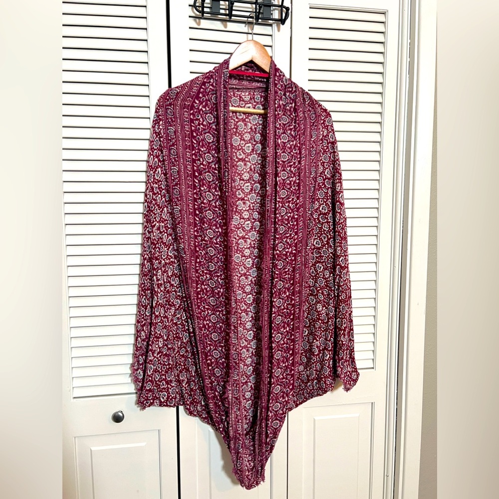 Burgundy Floral American Eagle Shawl